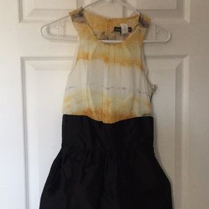 Yellow burnout cocktail dress black bottom half